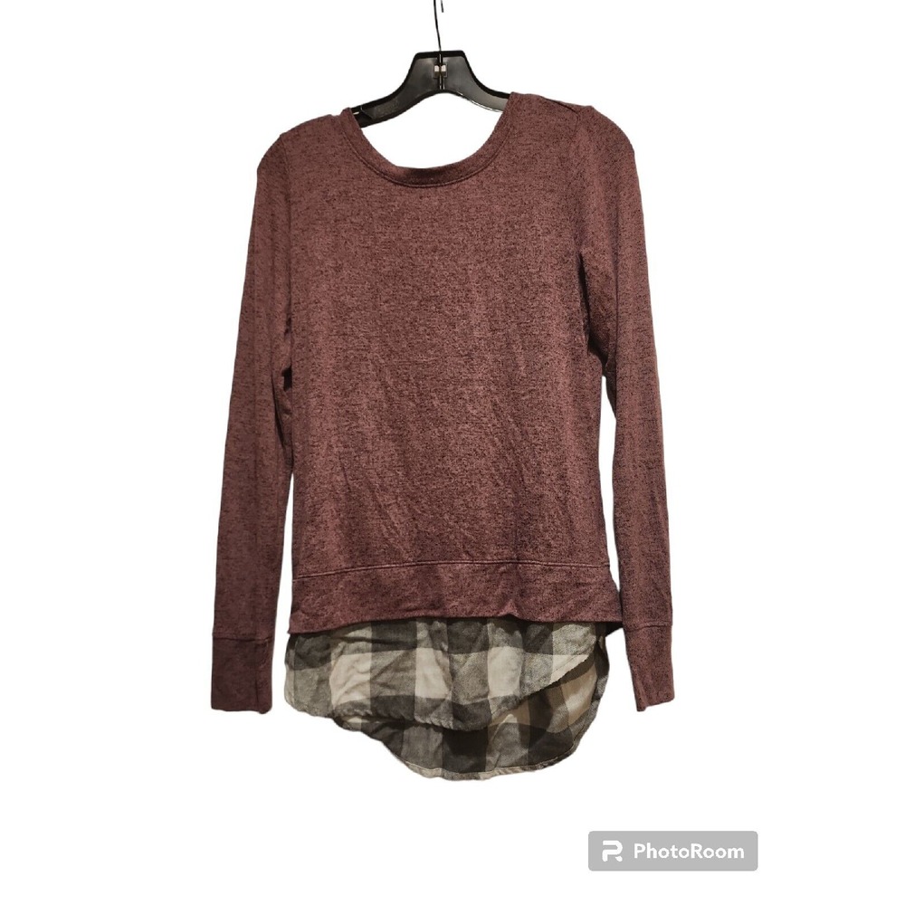 Maurices Layered Look Top Lace-Up Back‎ Long Sleeve Casual XS